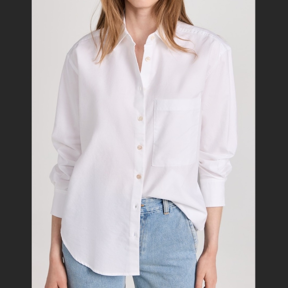 AYR Deep End Button Down Shirt in White Size Small